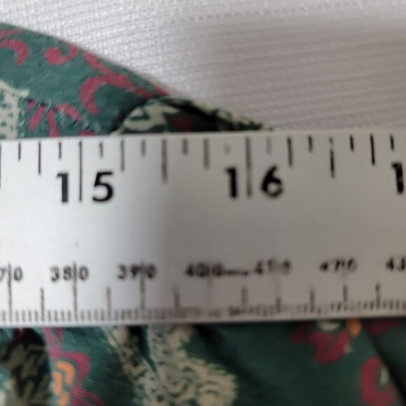 Porridge Womens Tunic Top Sz 1X Long Puff Sleeves Pleated Green Wine Floral Y2K - Picture 10 of 13